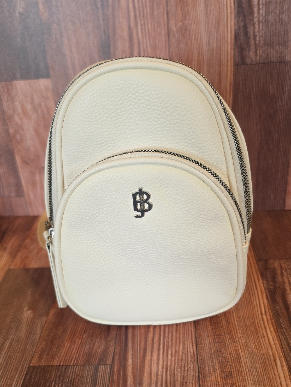 Off White Judith Buxtin Mini Backpack Bag with 2 Front Pockets